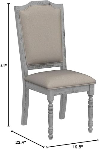 Miniatura 2 de Roundhill Furniture Iris - Silla de comedor de madera con patas torneadas, juego de 2, color blanco desgastado Blanco Weathered,Gris recuperado