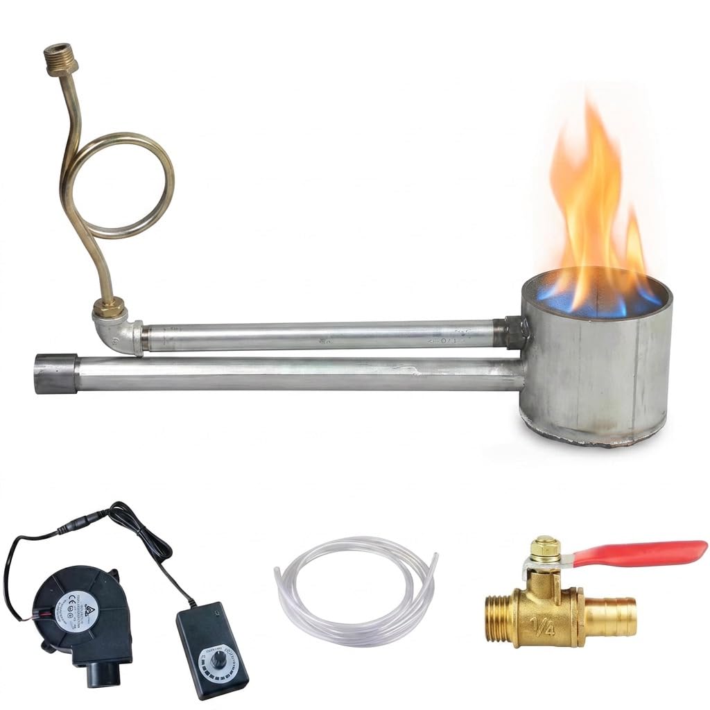 DC 12V Altölbrenner-Heizung, tragbarer Mehrkraftstoff-gebrauchter Motorölkocher für Kochen im Freien & effizientes Heizen - für Garage, Werkstatt, Lager (16 cm)