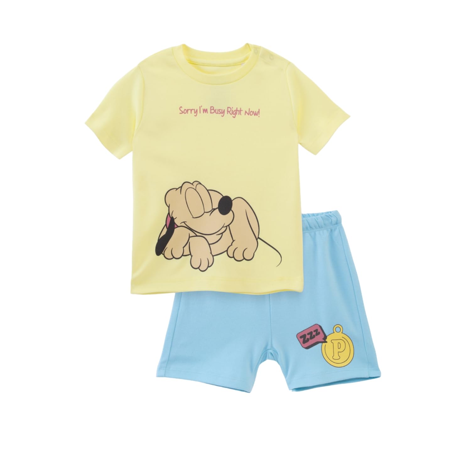 Nap Chief Unisex Kid's Regular Fit Pluto Napping Shorts Set | Kids Cotton Tshirt & Shorts Combo Set Night Suit TShirt and Shorts for Sleeping & Playwear (DS2127Y)