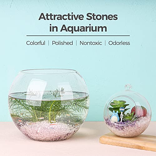 Image of T4U Tumbled Chips Stones Crushed Crystal Quartz 2 LB, Irregular Shaped Gravel Pebble Healing Stone, DIY Smoothed Rock for Potted Plant,Resin Art,Vase Fillers Aquarium Gravel Rocks (Light Rose)