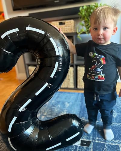 Image of Race Car 7 Balloon, Number Balloons 40 Inch, 7th Black Birthday Decorations, Race Car Themed Party Decorations for Men, Number 7 Balloon