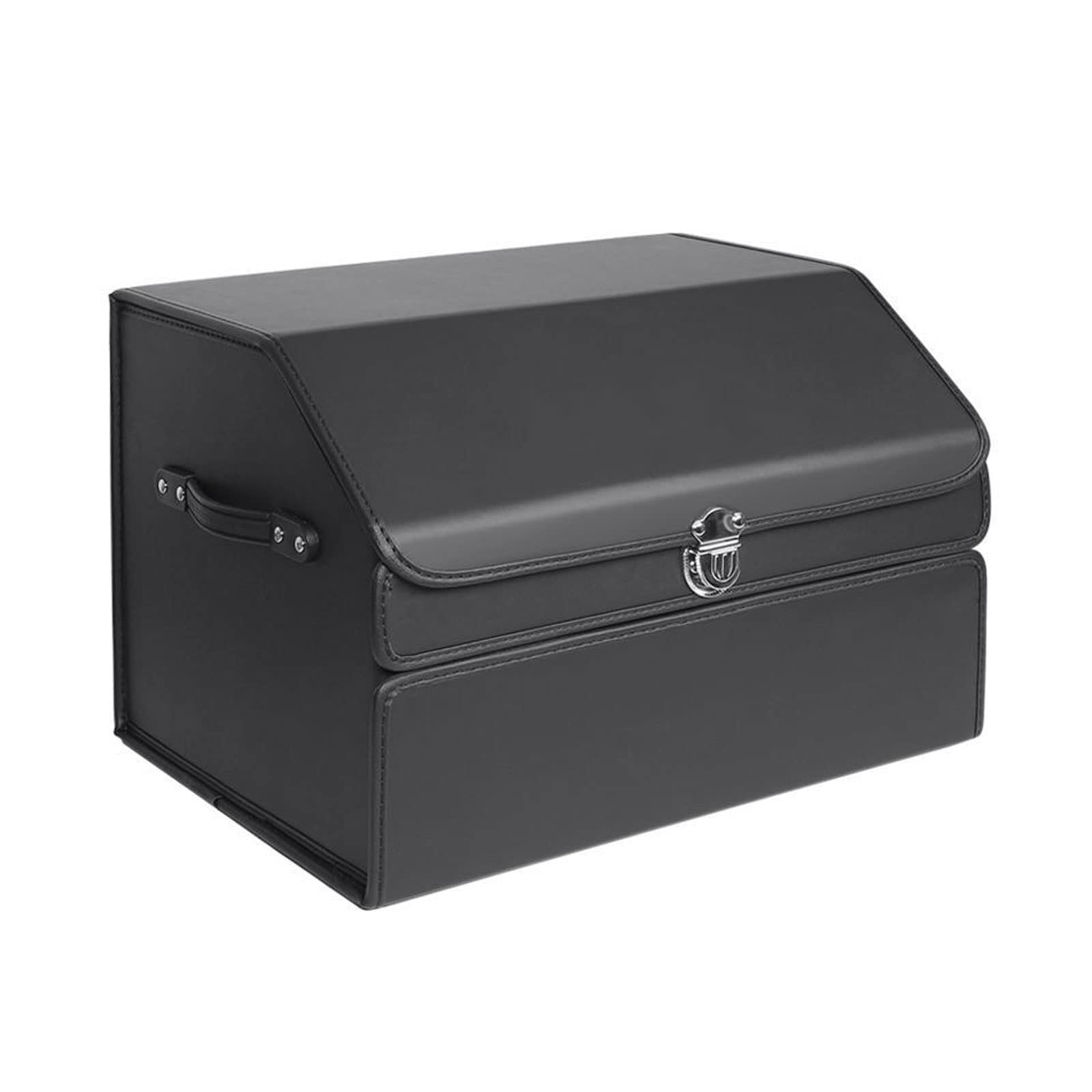Dfrywdgsey One Color Pu Leather Car Trunk Organizer(L)