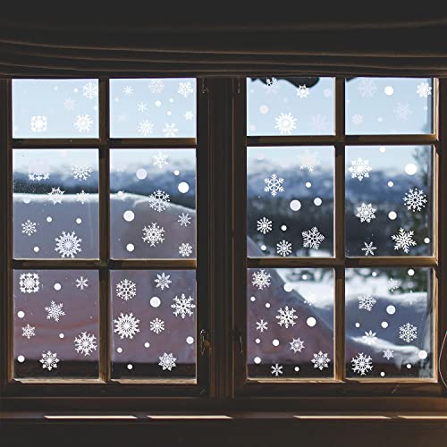 WALPLUS White Snowflake Window Stickers Reusable Christmas Window Clings Double Sided Christmas Window Stickers Removable Xmas Decorations Delicate Lace Snowflakes Christmas Window Decorations 138 PCS - Image 2