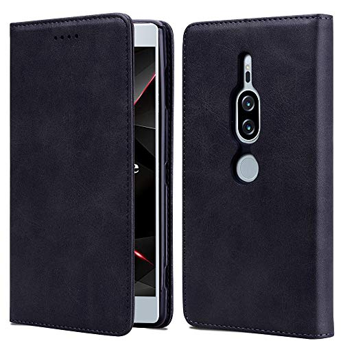 Sony Xperia XZ2 Premium Case,OJBKase Premium Slim Flip PU Leather [TPU Shell][Viewing Stand][Card Holder][Magnetic Closure] Protective Wallet Case Cover for Sony Xperia XZ2 Premium (Black)