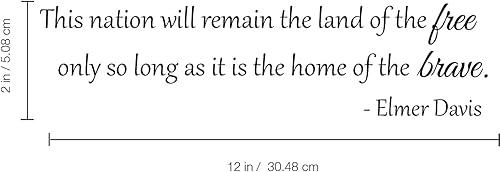 Miniatura 2 de Imprinted Designs Land of The Free Home of The Brave. Vinilo adhesivo de agradecimiento militar, 2 x 12 pulgadas, decoración de vinilo para pared