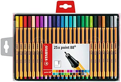 Fineliner - STABILO point 88 - Wallet of 25 - Assorted colors
