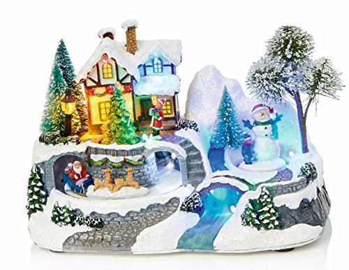 Aldea de nieve tradicional animada con luces LED decorativas de invierno 2