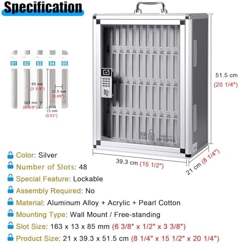 Cell Phone Locker - Aluminum Alloy Employee Lockers with Code Lock, 72 Slots for Troops & Confidential Units, Portable Handheld Organizer Storage Cabinet