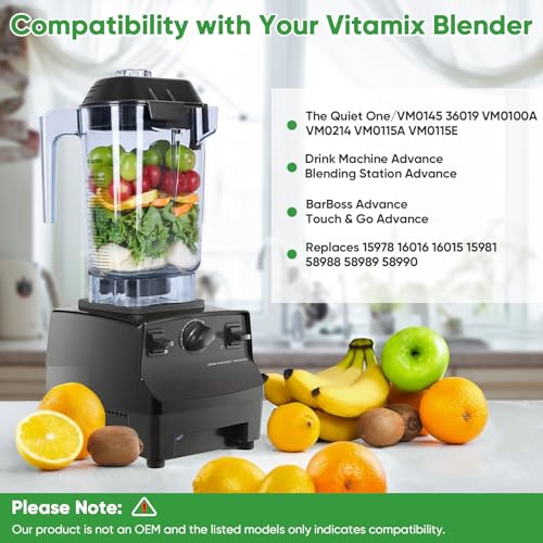 For Vitamix Blender Pitcher 48oz, Commercial Blender Replacement Quiet One VM0145 VM0100A 36019 15978 16016 BarBoss Drink Machine Advance Upgrade VM0100A Jar Container Cup for Vitamix, 5 YR Warranty