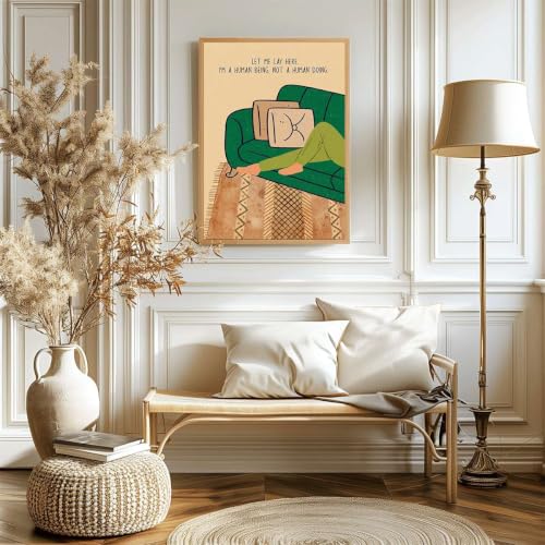 Framed Canvas Wall Art Minimalist Relaxing Human Being Quote Art Print Retro Funky Paintings Pictures Poster Aesthetic Motivational Wall Decor for Living Room Bedroom Dorm Office Decor (Framed,24W"X36L") - Image 6