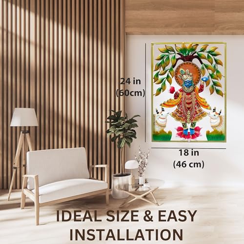 Lord Shrinathji Iron Metal Wall Décor (24x18in) – Handcrafted Krishna Religious Décor Showpiece | Vibrant Hindu Artwork with LED Backlight for Home, Pooja Room & Gifting (SrinathJi) — photo — 5 of 9