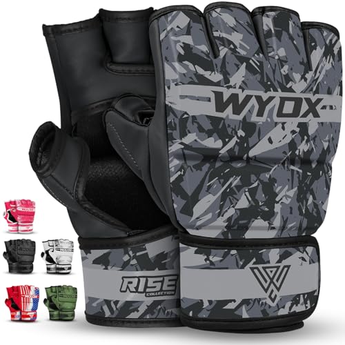 Gants MMA Grappling WYOX en cuir Maya Hide avec support de poignet pour entraînement de combat