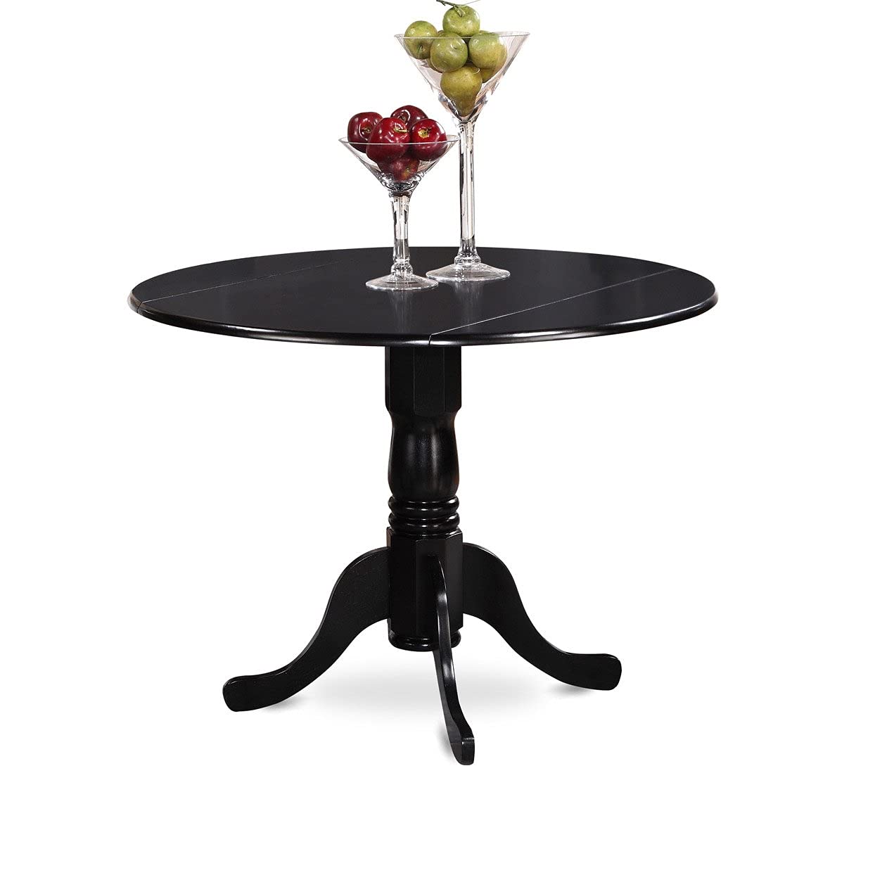East West Furniture DLT-BLK-T Dublin Modern Kitchen Table - a Round Dining Table Top with Dropleaf & Pedestal Base, 42x42 Inch, Black
