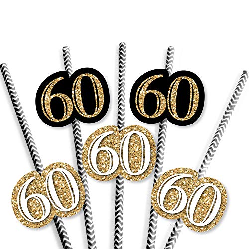 Decoración de pajillas de papel para fiesta de 60 años miniatura 5
