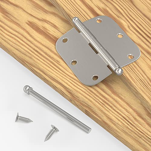 18 Pack Silver Door Hinges, Hadims 3.5Inch Ball Tip Door Hinges With 5/8" Radius Corner Stain Nickle Butt Hinges Flate Door Hinges #TOP5