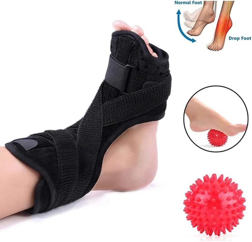 Genérico Ortesis para pie caído, férula Nocturna para Fascitis Plantar, Soportes dorsales elásticos Ajustables, ortesis para pie caído para Lesiones/fracturas por estrés en el pie (A)