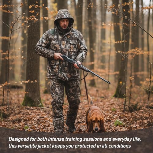 Image of GUGULUZA Hunting Jacket with Fleece Lining, Water Resistant Hooded Coat for Men, Silent Deer Hunting Parka Upland Jackets