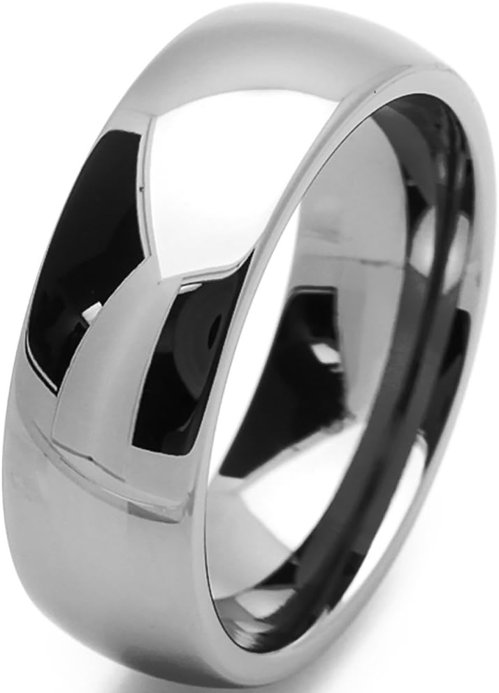 DoubleAccent 8MM Comfort Fit Stainless Steel Wedding Band Classic Domed Ring (Size 5 to 15)