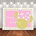 MMY 7x5ft Cartoon Pink Mouse Backdrop Kids Happy Birthday Photography Background Gold Princess Girls Decoration Background Photo Studio Celebration Party Banner Prop Photoshoot Photo Booth Vinyl