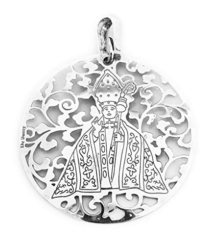 Médaille Saint Fermin en argent sterling pendentif religieux pour chaîne homme et femme