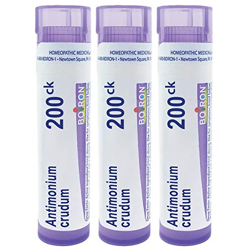 Boiron Antimonium crudum 200ck, 80 pellets, homeopathic Medicine for Indigestion, 3 Count