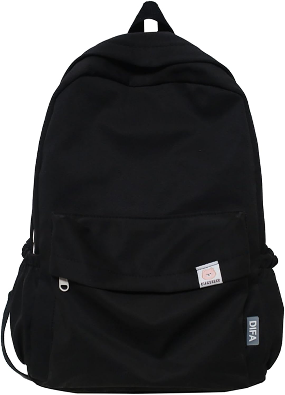 Cute Aesthetic Backpack Y2K Simple Solid Color Kawaii Backpacks Travel Laptop Backpack (Black)
