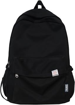 Cute Aesthetic Backpack Y2K Simple Solid Color Kawaii Backpacks Travel Laptop Backpack Black