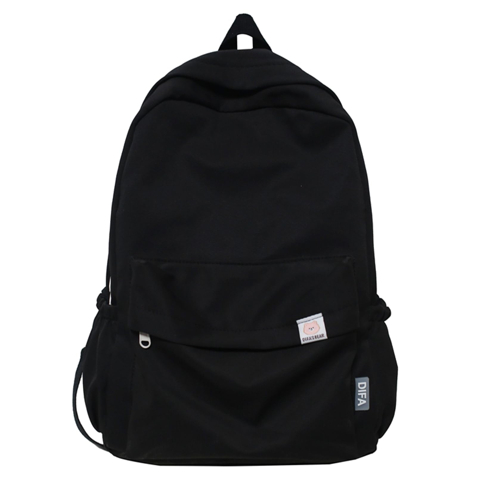 Extolove Cute Aesthetic Backpack Y2K Simple Solid Color Kawaii Backpacks Travel Laptop Backpack (Black)