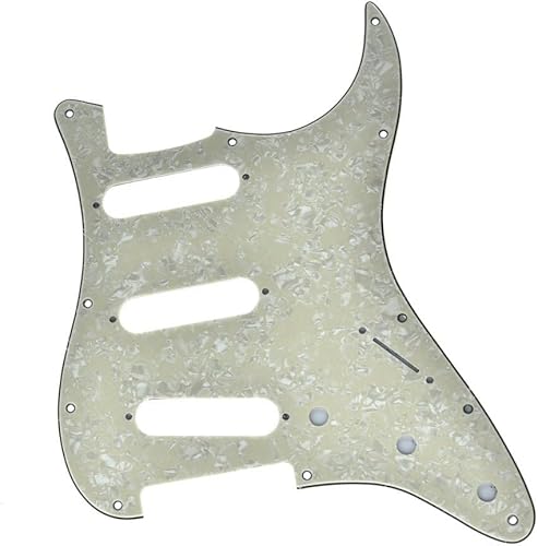 Miniatura 49 de KAISH 11 Agujero ST/Strat Estilo Pickguard SSS Pick Guard para USA/México Stratocaster/Strat Black Pearl Perla de abulón.