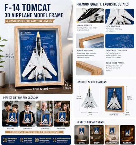 Décoration bureau aviation F-14 Tomcat plan technique en cadre - 7