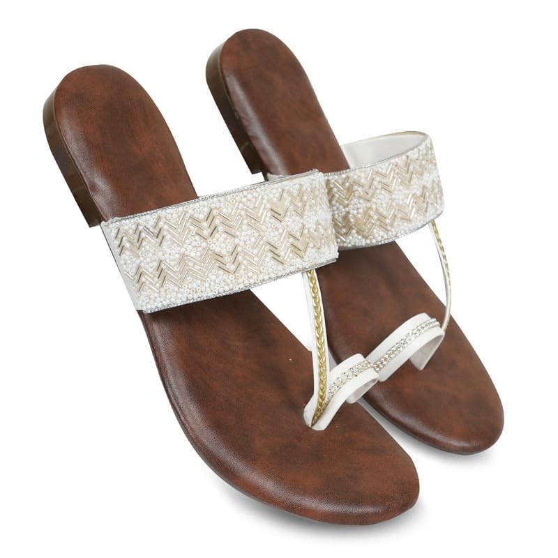 Image of DFR Flip Flops for Women Daily Use Comfortable Ethnic Embroidered Girls Slippers flipflops chappals
