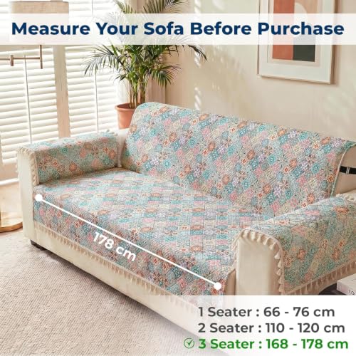 Image of Story@Home Velvet Sofa Cover 5 Seater Fully Covered | Sofa Cover 3 1 1 Seater Full Set - Sofa Mat with Sofa Back Covers and ArmRest Covers | Specially for 3+1+1 Configuration - Multicolored