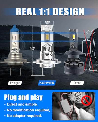 Image of H7 Bulb, 800% Brighter 40000LM 6000K Xenon White H7 Bulb, No Adapter Required 1:1 Mini Size Plug and Play, Pack of 2