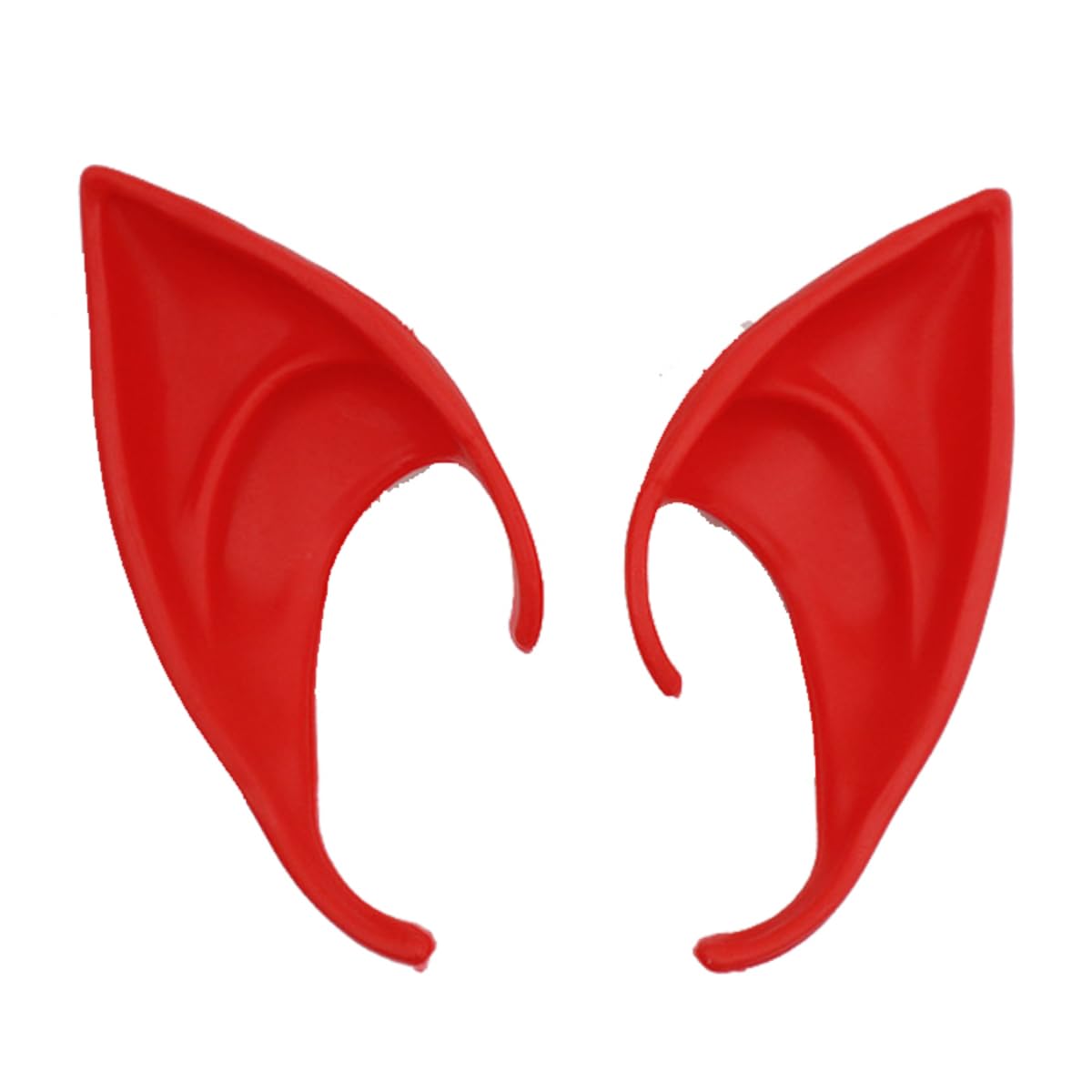 Elf Ear Latex Anime Dress Up Costume Fairy Ears Soft Pointed Ears Cosplay Halloween Anime Party Vampire Ears, Masquerade Accessories (Red- 10 cm)
