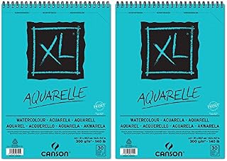 Canson XL Watercolor Paper Pack of 2 Albums Small Side 170-Piece Fine Grain 300g A4 30 Sheets White