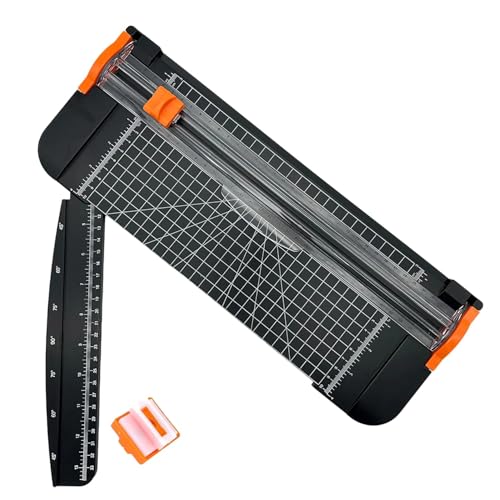 [WISEPRO] ペーパーカッター A4 裁断機 【替刃2枚付】 安全設計 ディスクカッター 45°-90°角度目盛り 延長スケール 軽量 コンパクト 持ち運び便利 自炊 写真 DIY 事務/家庭/オフィス用