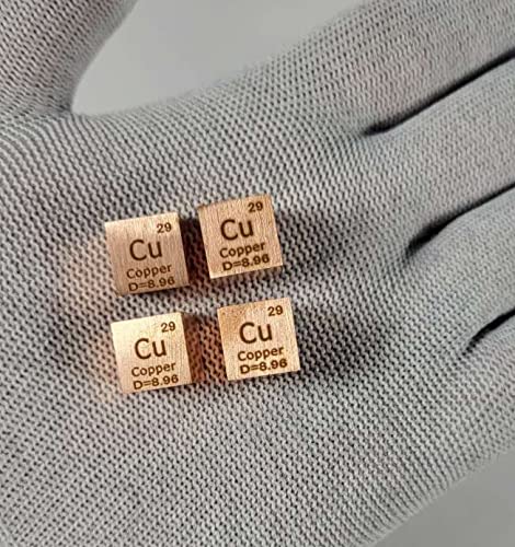 Image of 0.39 inch 10mm Copper Metal Cube Cu up to 99.9% Pure Periodic Table Element Engraved Density Collection Science Education Display Block Cube + Acrylic Case Box - 1PC