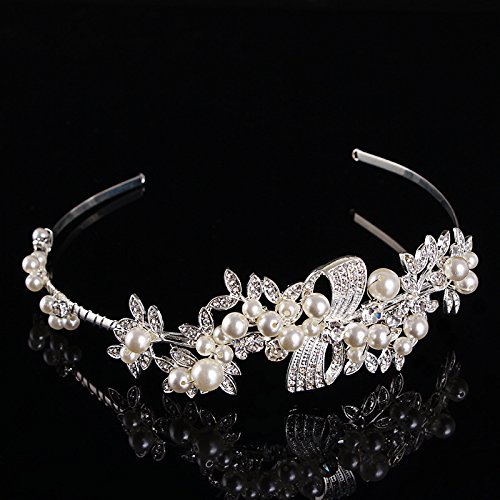 Bijoux cheveux de mariage avec fleurs en perle cristal sur serre-tête