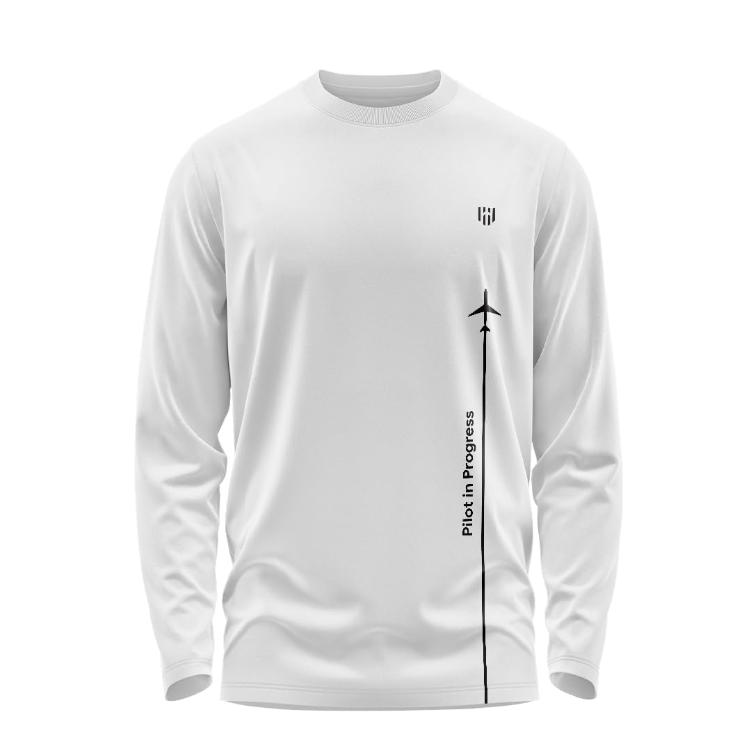 Aero ArmourPilot in Progress Printed Cotton T-Shirt | Full Sleeve | Regular Fit | Zero Shrinkage | Round Neck