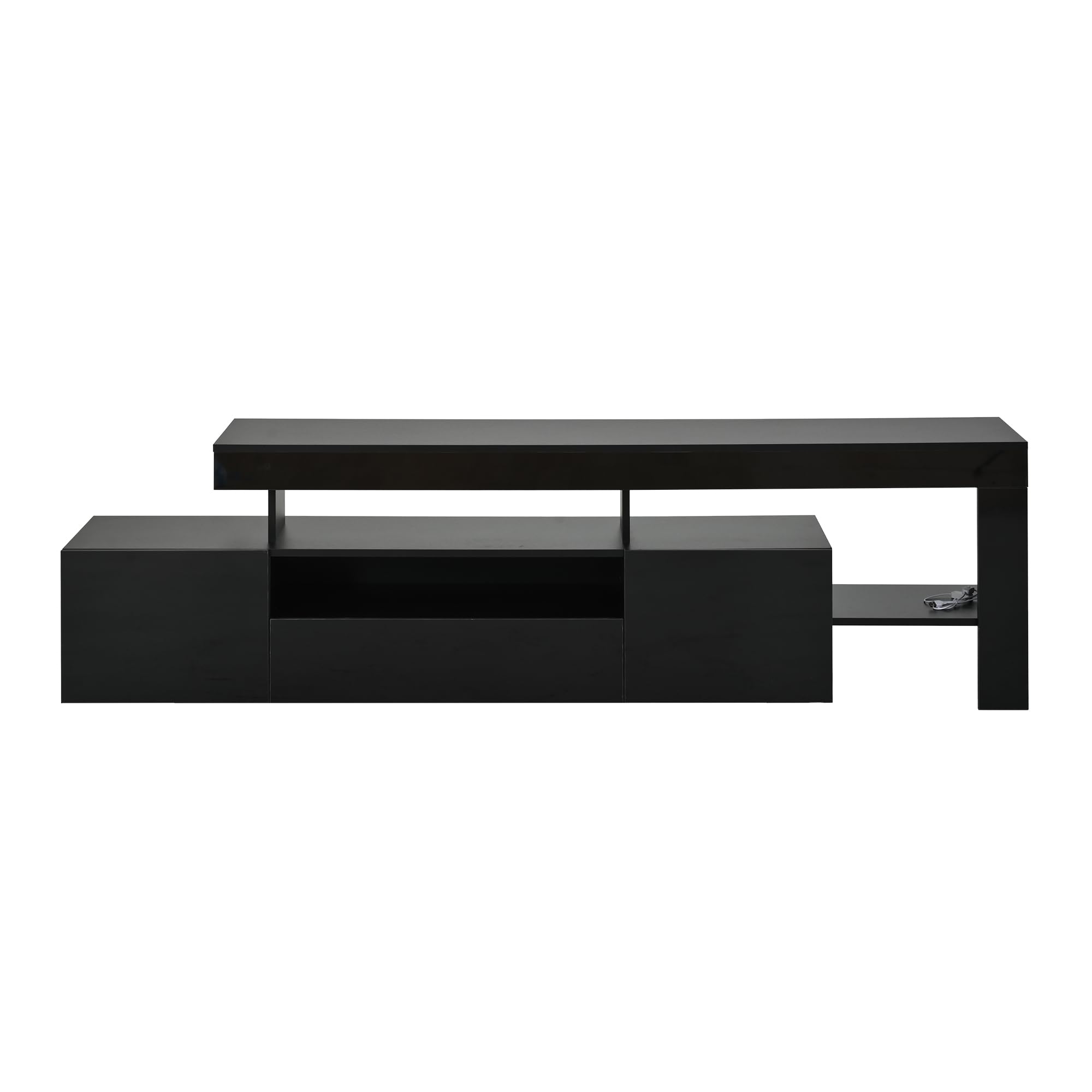 192 x 37 x 53 cm, mobile TV con 3 armadi, supporto e mobile TV, mobile basso lucido e tavolino TV, mobile TV e cassettiera, adatto per televisori da 85 pollici, nero