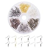 Pandahall 1 Box Mixed Color 120pcs 6 Colors 17mm Brass Earring Hooks Nickel Free for Jewelry Making