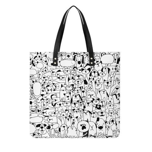 Sac shopping chien et chat pour femme grand tote bag de voyage en toile 39x39cm