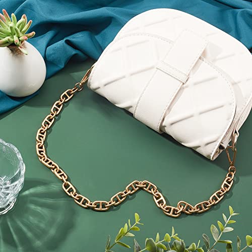 PandaHall Metal Handbag Chain Straps 22.2 Inch Purse Clutches Handles Golden Chunky Metal Chains Flat Chain Strap with Alloy Swivel Clasps for Clutch Handbag Crossbody Bag Replacement - Image 2
