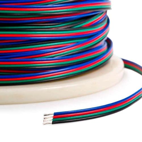 LEDKIA LIGHTING Câble Électrique Plat Gaine 4x0.5mm² pour les Rubans LED RGB Noir - Unité de mesure: 1 m Cover