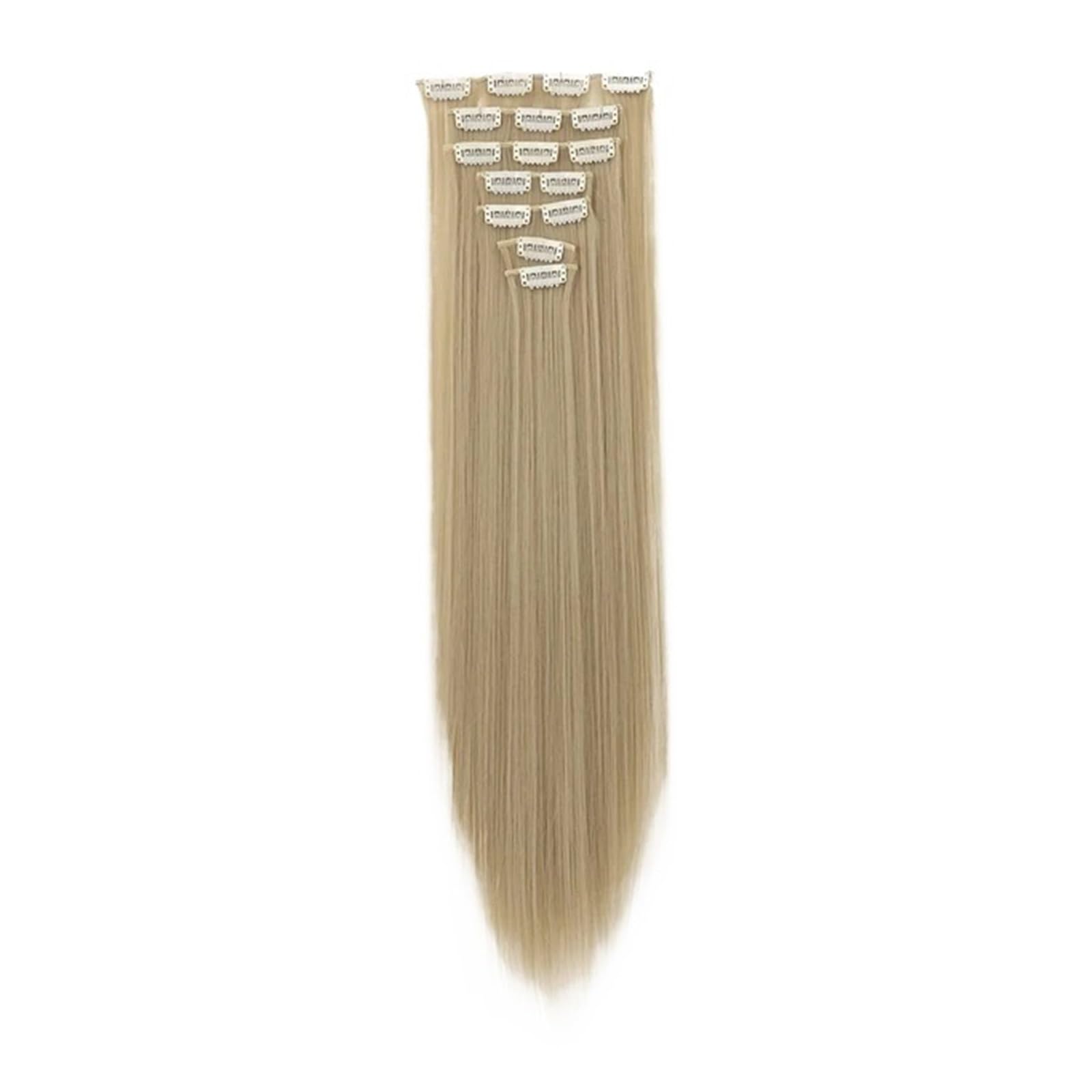 Pezzo di Capelli 7 Clips Extension Capelli Lunghi Lisci Sintetici Clip On Cheveux Clip Naturali Fibra Alta Temperatura Parrucca per Donne(25X40-20-S)