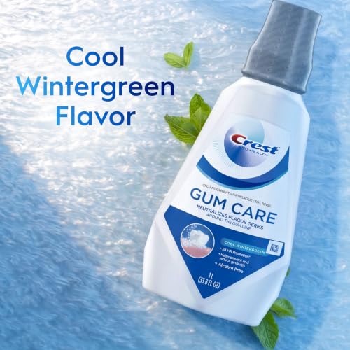 Crest Gum Care Alcohol Free Mouthwash, Cool Wintergreen, Value Twin Pack, 2 x 1L (33.8 fl oz) Bottles, Helps Prevent & Reduce Gingivitis, Neutralizes Plaque Around the Gum Line, No Burn Oral Rinse - image 5