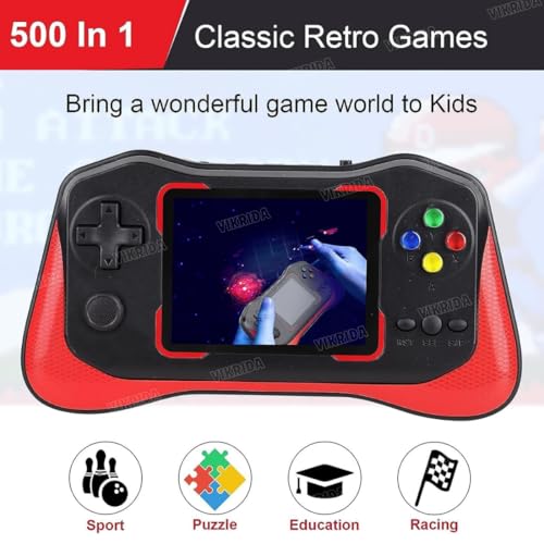 Image of VikriDA X7M 500-in-1 Retro Handheld Game Console with Gamepad Support | 3.5 inch HD Display, Built-in Classic Video Games for Kids