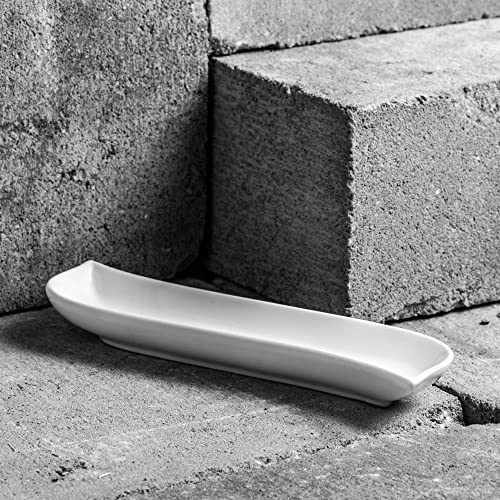AMBITION Servierschale lang Welle/Kubiko 23 x 5,5 cm Porzellanschale Olivenschale Design Schale S-Form Dipschale Frühstücksschale Porzellan weiß