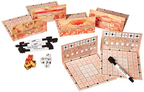 Horrible Guild Railroad Ink: Blazing Red Edition - Roll Dice And Draw Railways And Routes, 7 Rounds To Expand Your Rail Map - Expansion Dice Included, Plays With 1-6 Players, 20-30 Mins, Ages 8 & Up #TOP2