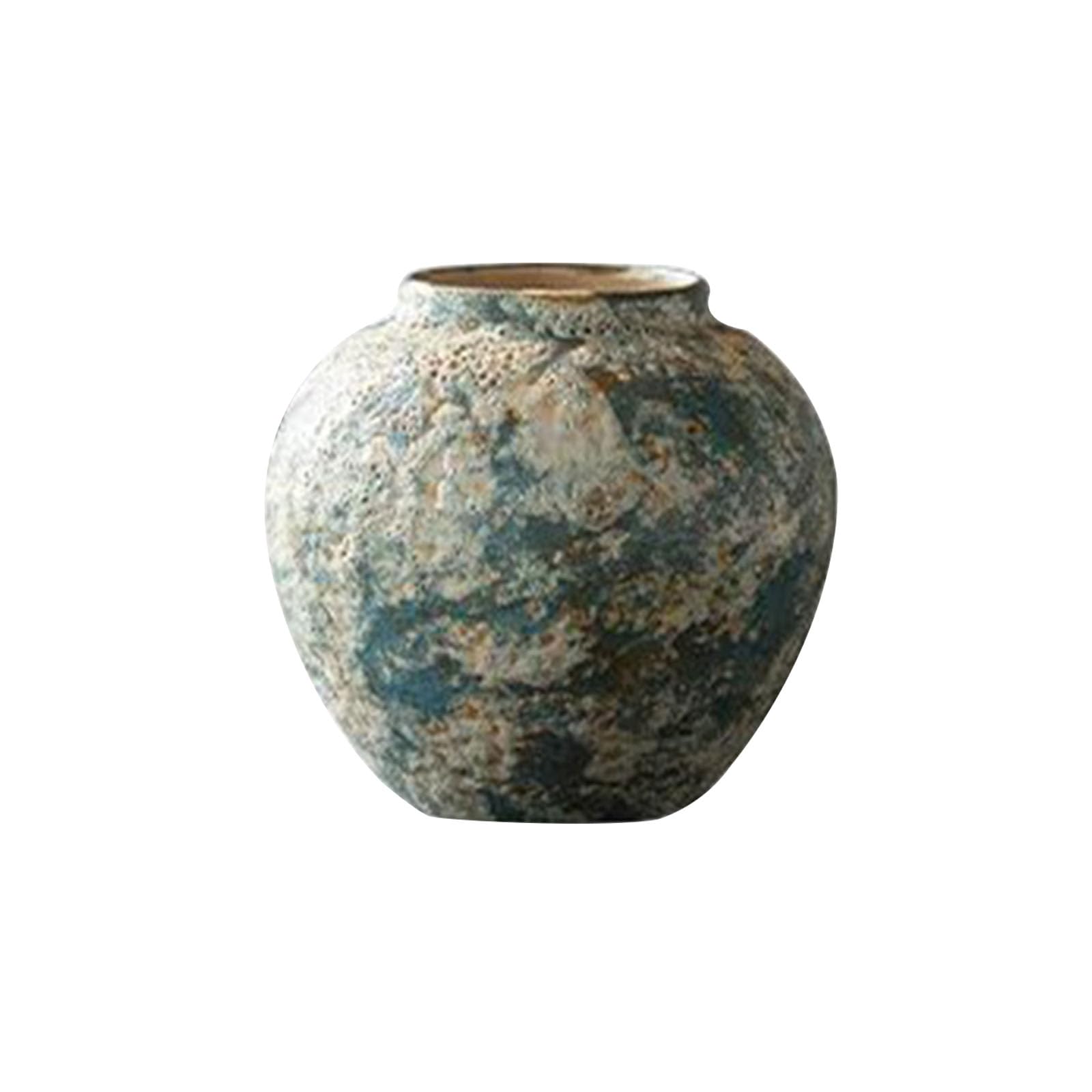 Round Decorative Vase, Simple Farmhouse Vase, Ornament for Living Room Countertop, Study Room, Dining Table, Entryway, Office, Ceramic(Size:22 * 22 * 20.5CM,Color:Blue C)